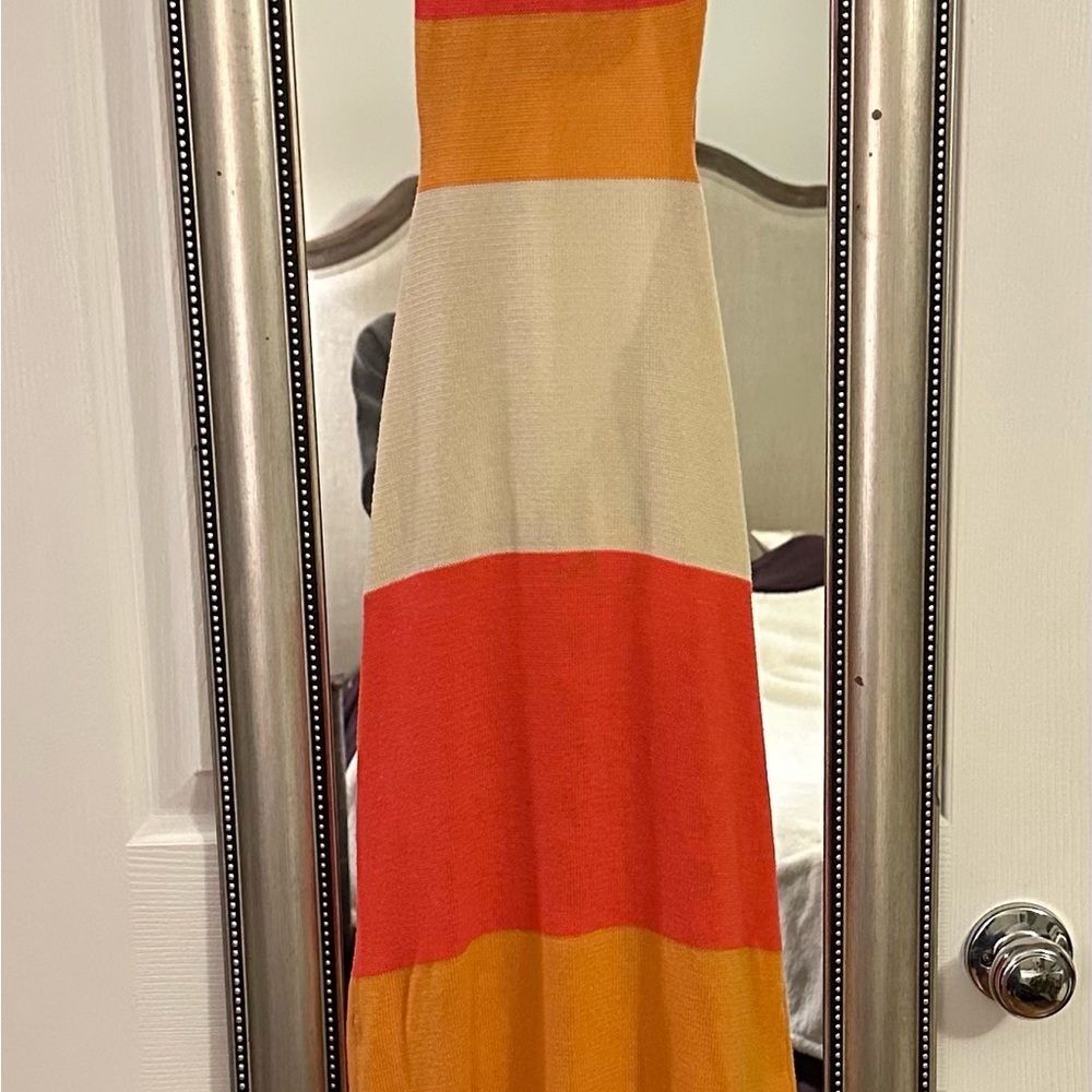 Mahina Vibrant Striped Cut-Out Maxi Dress